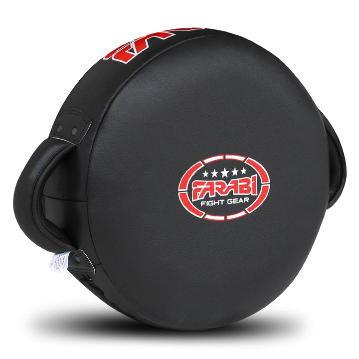 Farabi Sports boxing focus mitt with a sleek black design, featuring the brand logo for durability and style.