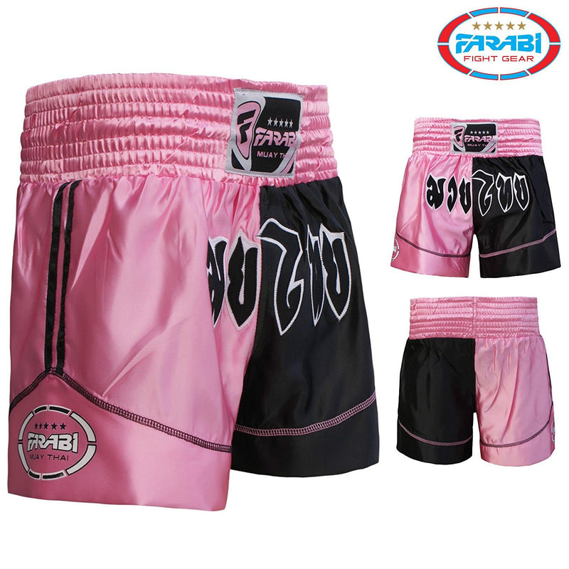 Muay Thai Shorts Pink Kick Boxing Women Training MMA Gym Shorts Trunk Farabi Sports