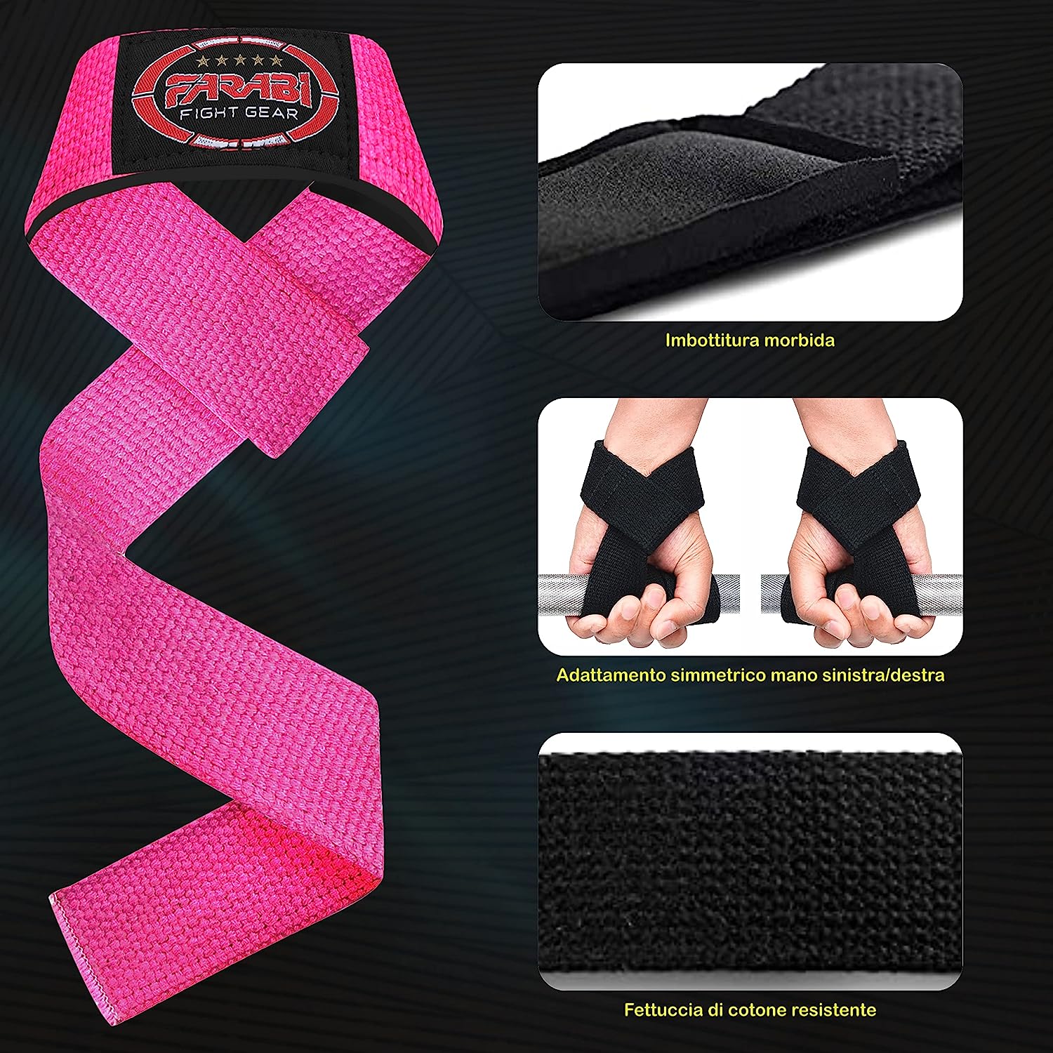 Farabi Sports Weight Lifting Gym Bar Straps No Slip With Modern Gel Flex Grips for Training, Powerlifting, Deadlift, Bodybuilding Farabi Sports