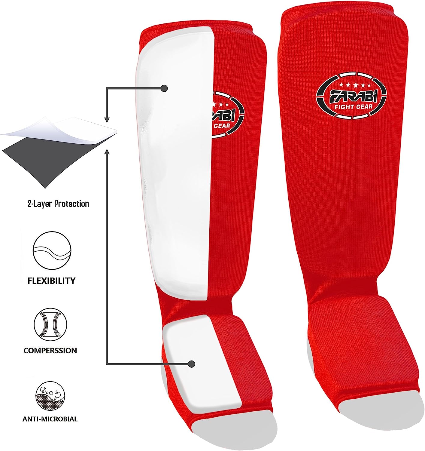 Farabi Shin Instep,Shin Guard Kickboxing Training Elasticated Pads Farabi Sports