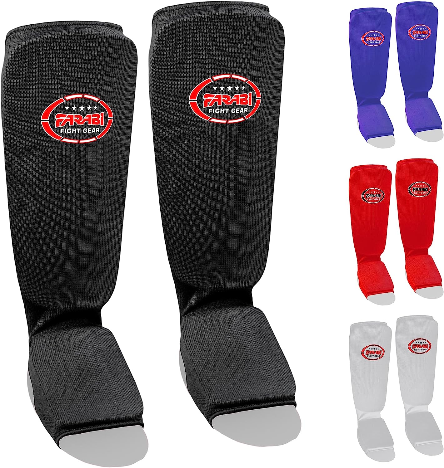 Farabi Shin Instep,Shin Guard Kickboxing Training Elasticated Pads Farabi Sports