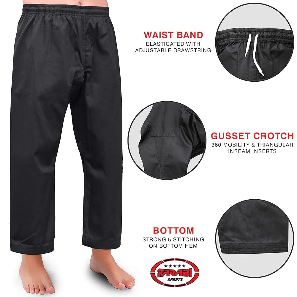 Farabi Sports Taekwondo Uniform for Men — Lightweight 230+ GSM V-Neck Taekwondo Suit with Elastic Waistband & Drawstring for Training & Sparring Farabi Sports