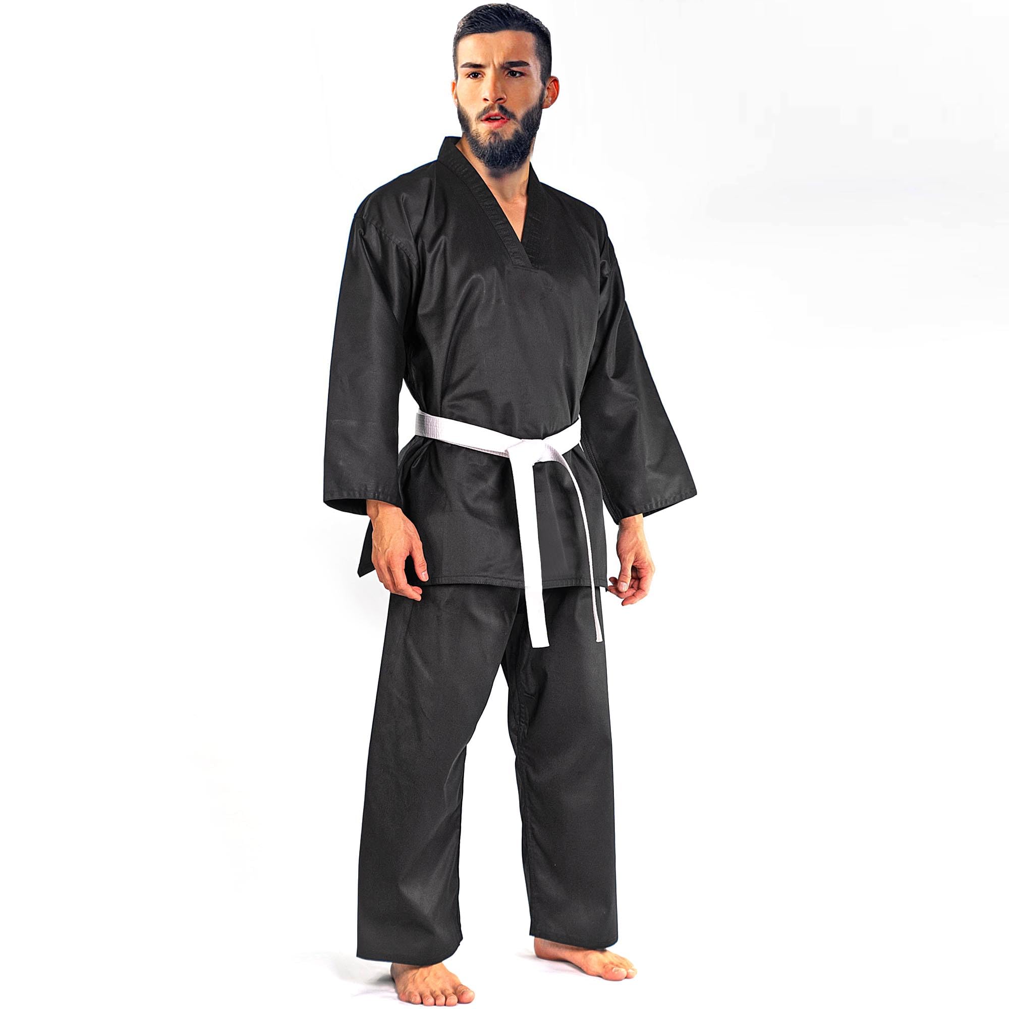 Farabi Sports Taekwondo Uniform for Men — Lightweight 230+ GSM V-Neck Taekwondo Suit with Elastic Waistband & Drawstring for Training & Sparring Farabi Sports