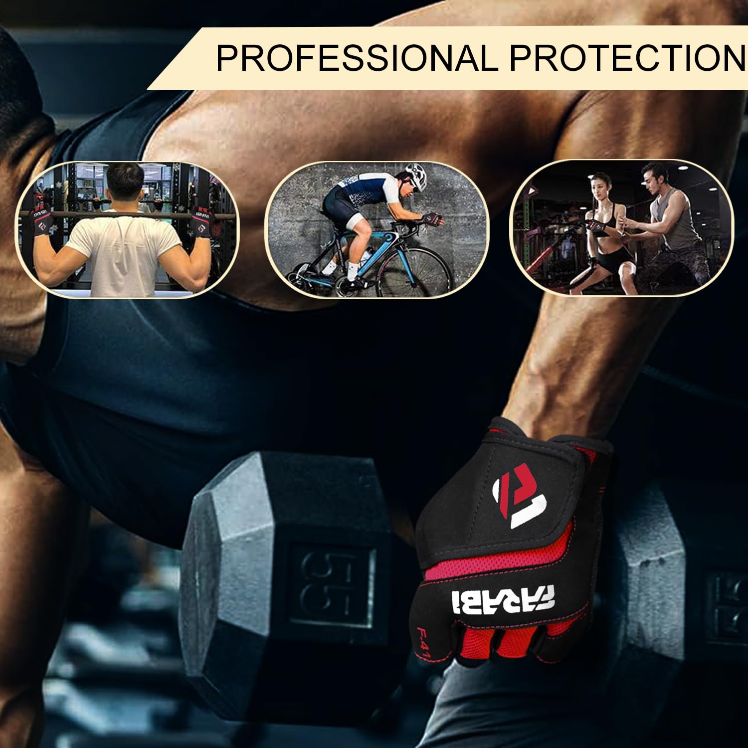 Farabi Sports Weightlifting Gloves – Padded Gym Gloves for Powerlifting, CrossFit & Fitness Training Farabi Sports