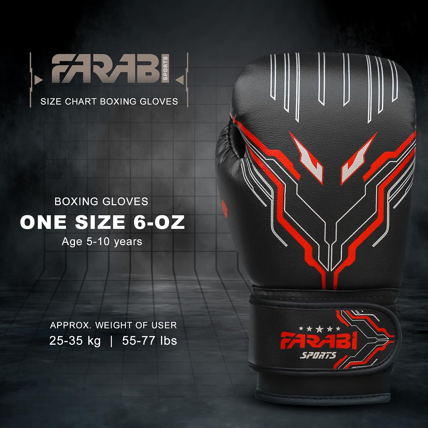 Farabi Sports Kids Boxing Gloves Boys and Girls kickboxing Gloves 6-oz Youth, Junior Boxing Gloves for MMA, Muay Thai, Boxing Pad, Punching Bag and Training for Age 5-10 Years Farabi Sports