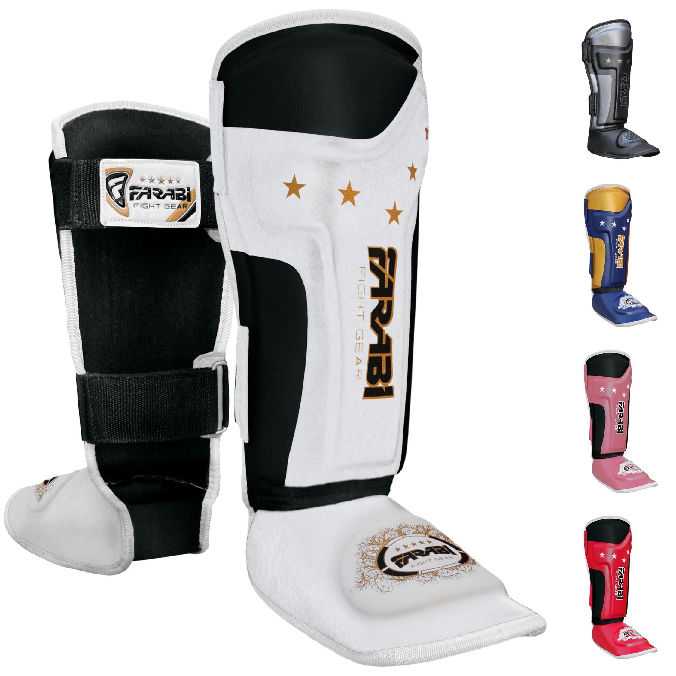 Farabi Sports Kids Shin Guards Shin Instep Pads for Kickboxing, MMA & Muay Thai | Youth Martial Arts Protection Gear Farabi Sports