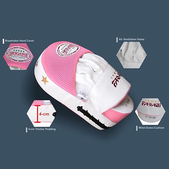 Farabi Sports Focus Mitts Boxing Training MMA Punching Kickboxing Focus Pads Synthetic Leather Strike Pad, MMA Muay Thai Focus Pads, Best Punching Mitts Farabi Sports