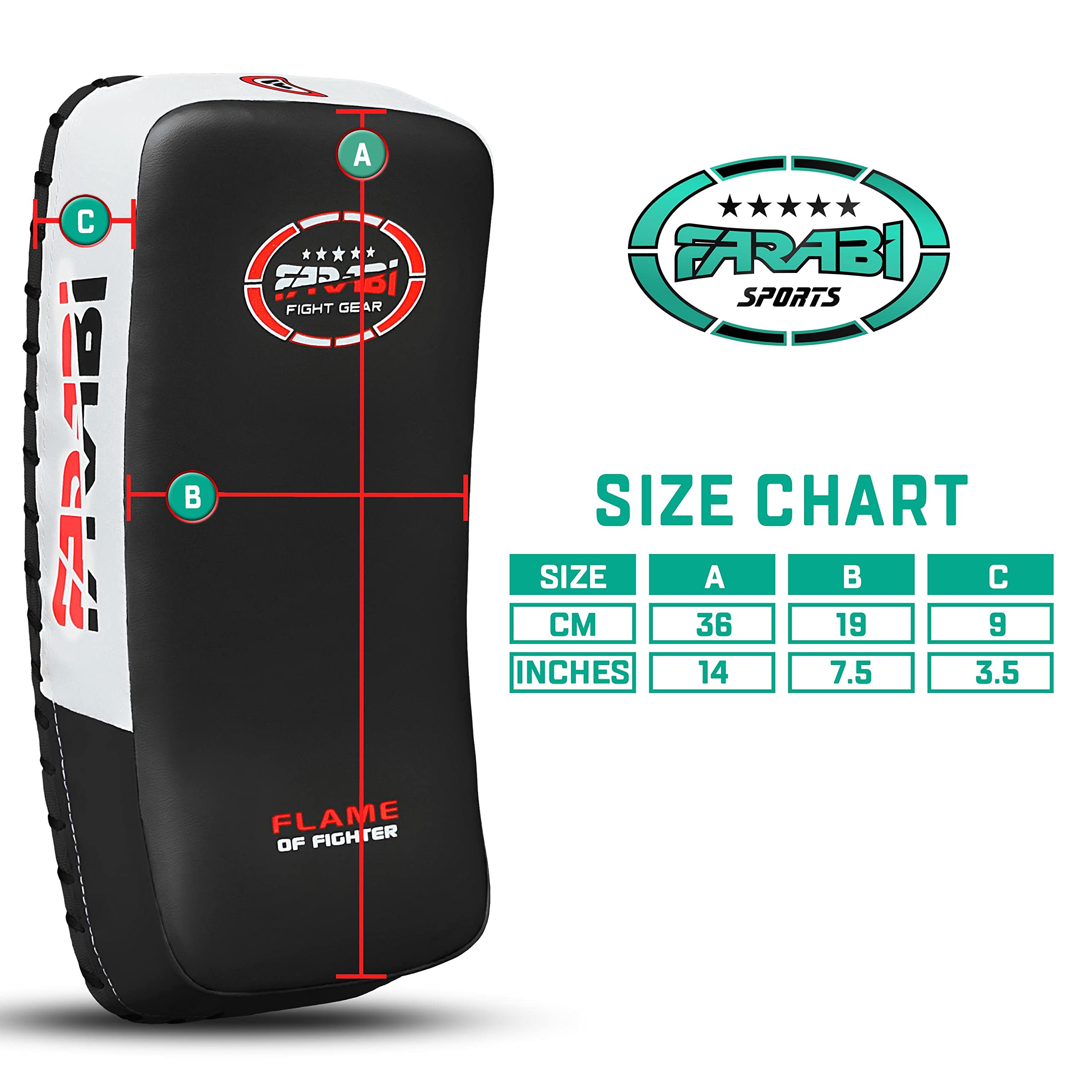 Farabi Sports Thai Pads Curved Muay Thai, MMA, Kickboxing & Boxing Strike Shields for Men & Women (Pair – 2 Pads) Farabi Sports