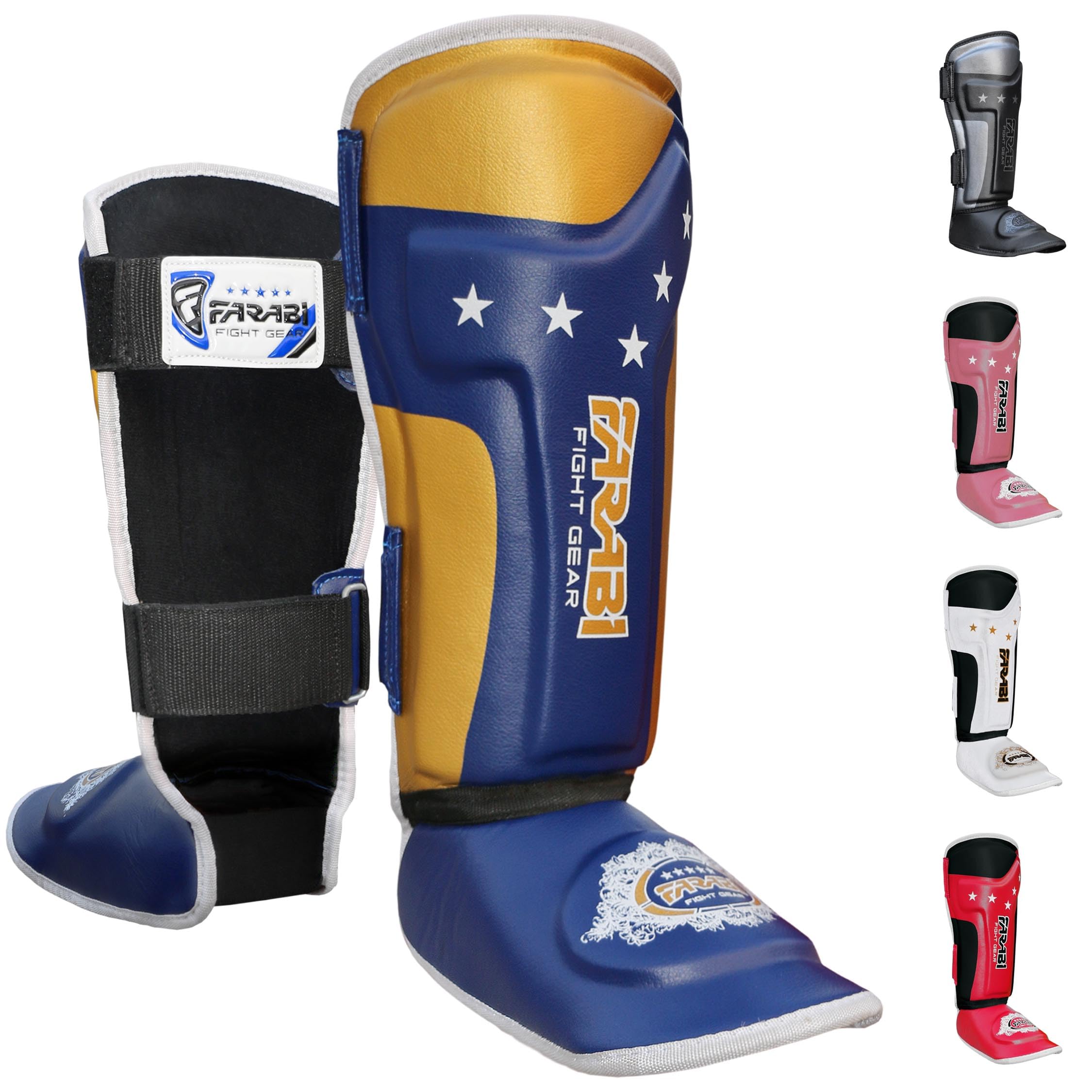 Farabi Sports Kids Shin Guards Shin Instep Pads for Kickboxing, MMA & Muay Thai | Youth Martial Arts Protection Gear Farabi Sports