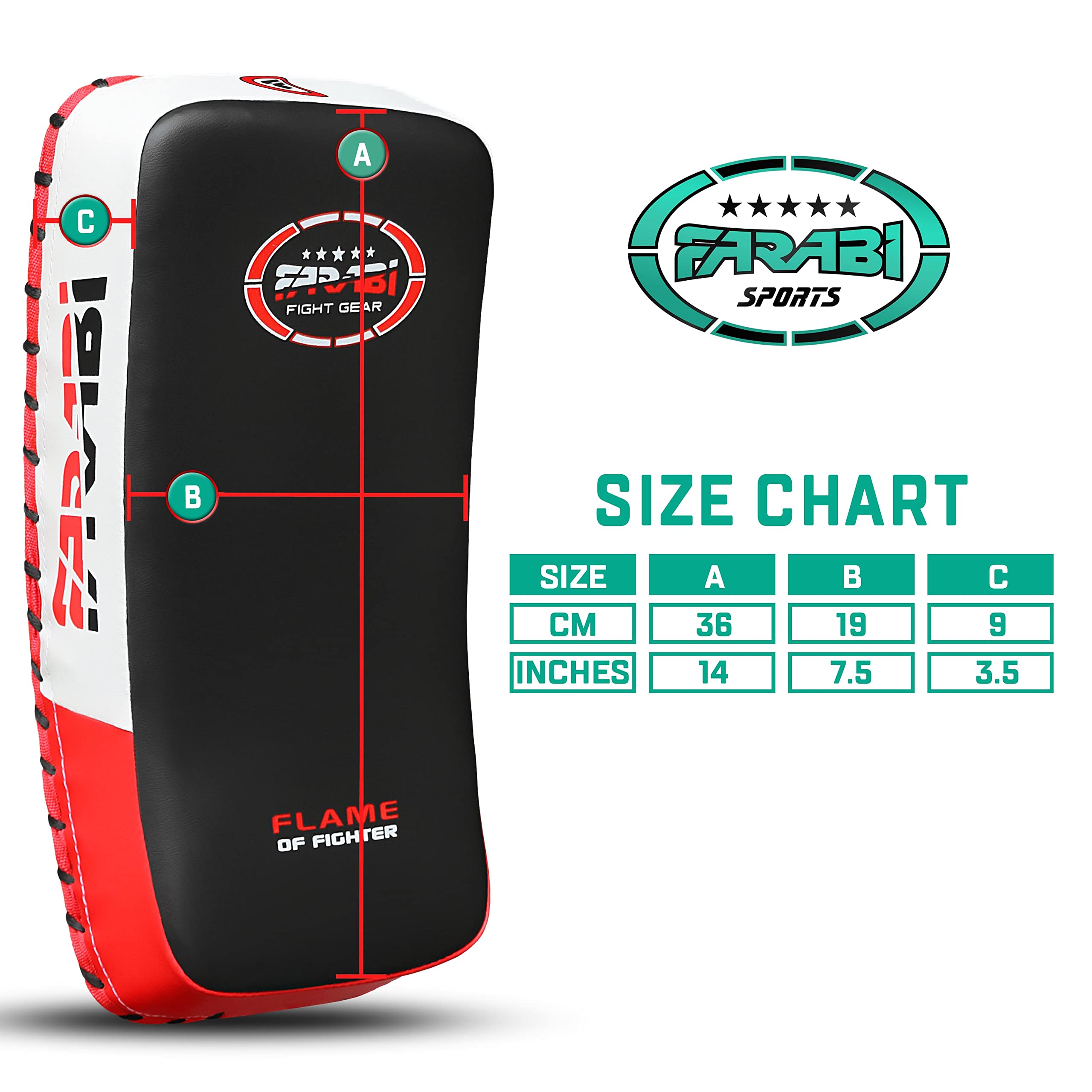 Farabi Sports Thai Pads Curved Muay Thai, MMA, Kickboxing & Boxing Strike Shields for Men & Women (Pair – 2 Pads) Farabi Sports