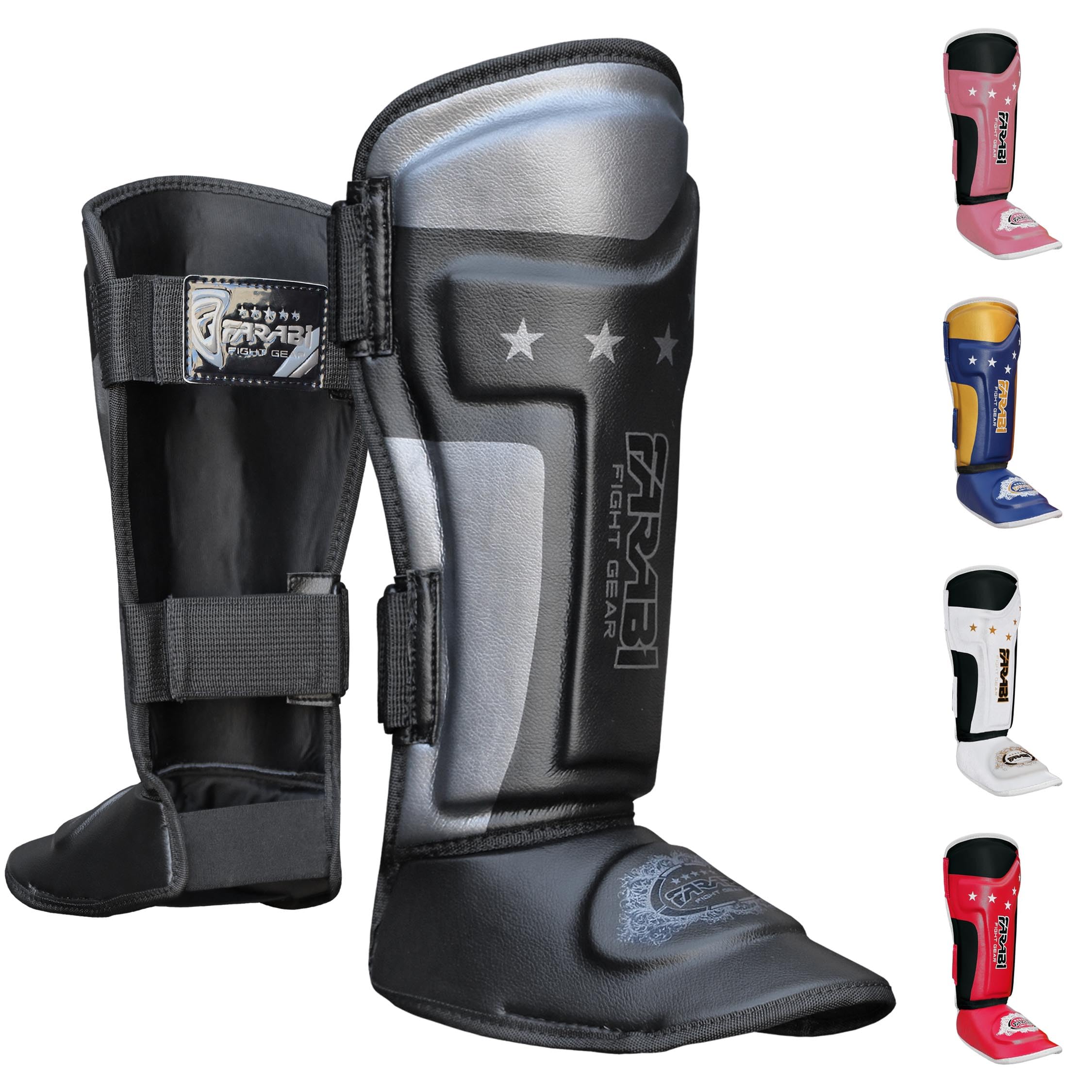 Farabi Sports Kids Shin Guards Shin Instep Pads for Kickboxing, MMA & Muay Thai | Youth Martial Arts Protection Gear Farabi Sports