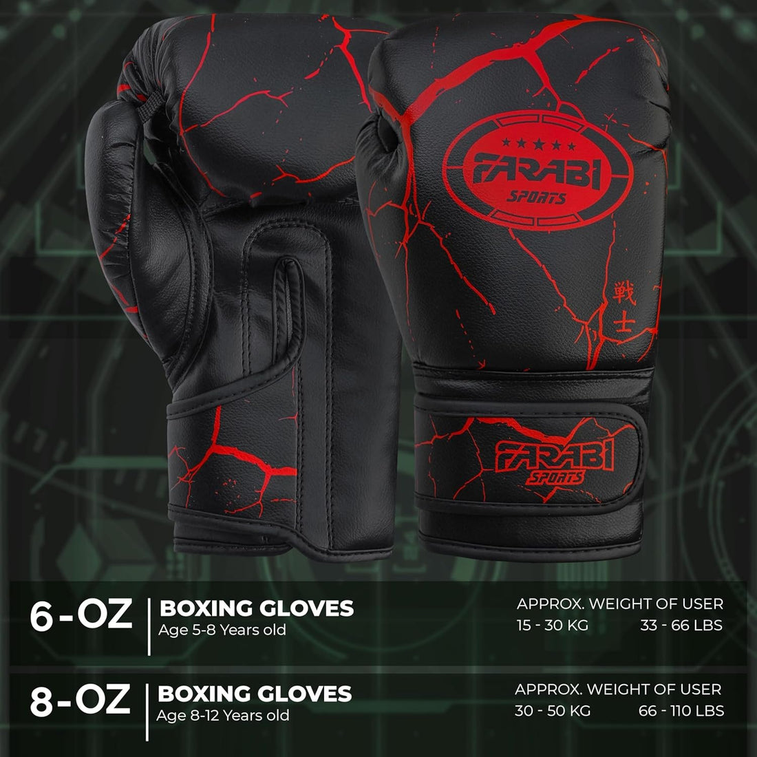 Farabi Sports Kids Boxing Gloves Junior Punching Gloves 6, 8-oz Unisex Youth Kickboxing Training Gloves for MMA Muay Thai Focus Pads & Punching Bags Farabi Sports