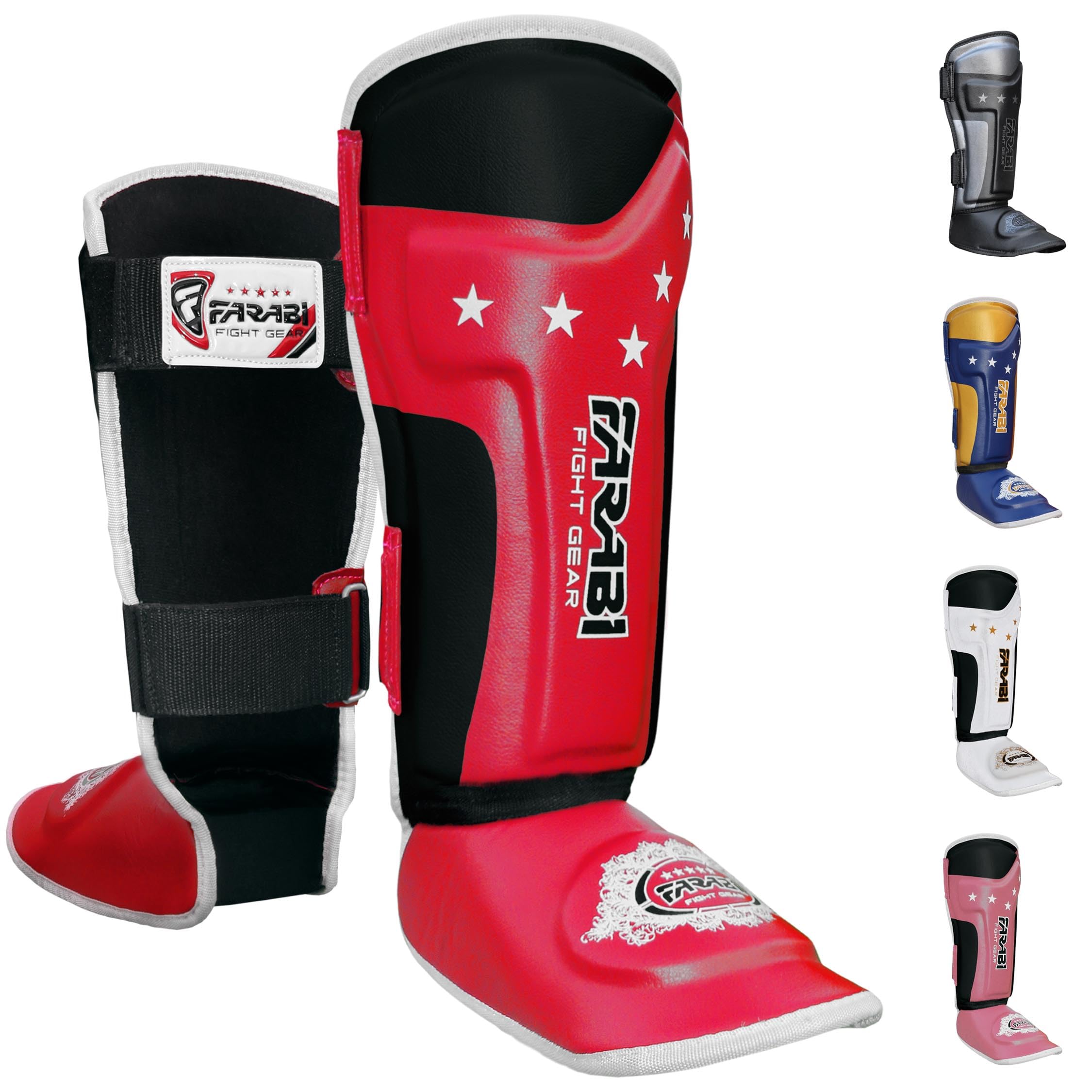 Farabi Sports Kids Shin Guards Shin Instep Pads for Kickboxing, MMA & Muay Thai | Youth Martial Arts Protection Gear Farabi Sports