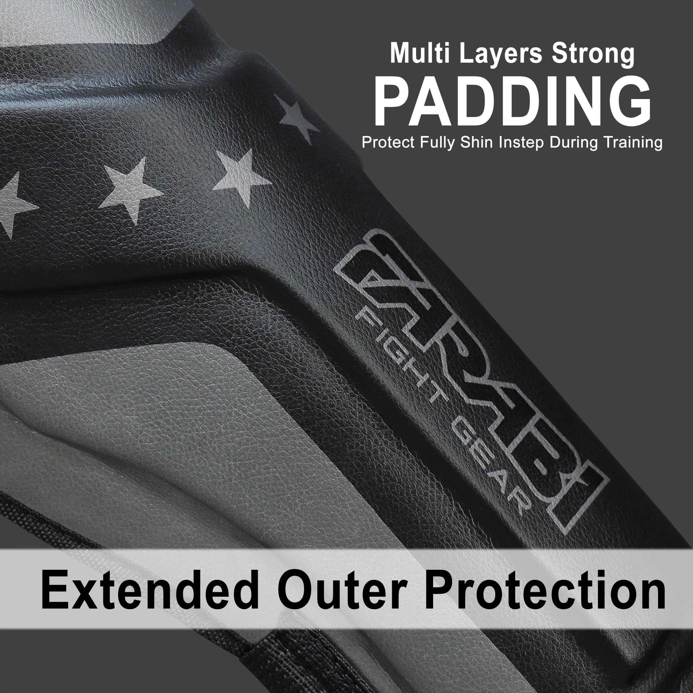 Farabi Sports Kids Shin Guards Shin Instep Pads for Kickboxing, MMA & Muay Thai | Youth Martial Arts Protection Gear Farabi Sports