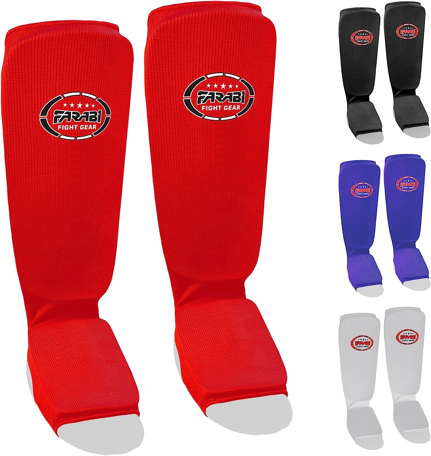 Farabi Shin Instep,Shin Guard Kickboxing Training Elasticated Pads Farabi Sports