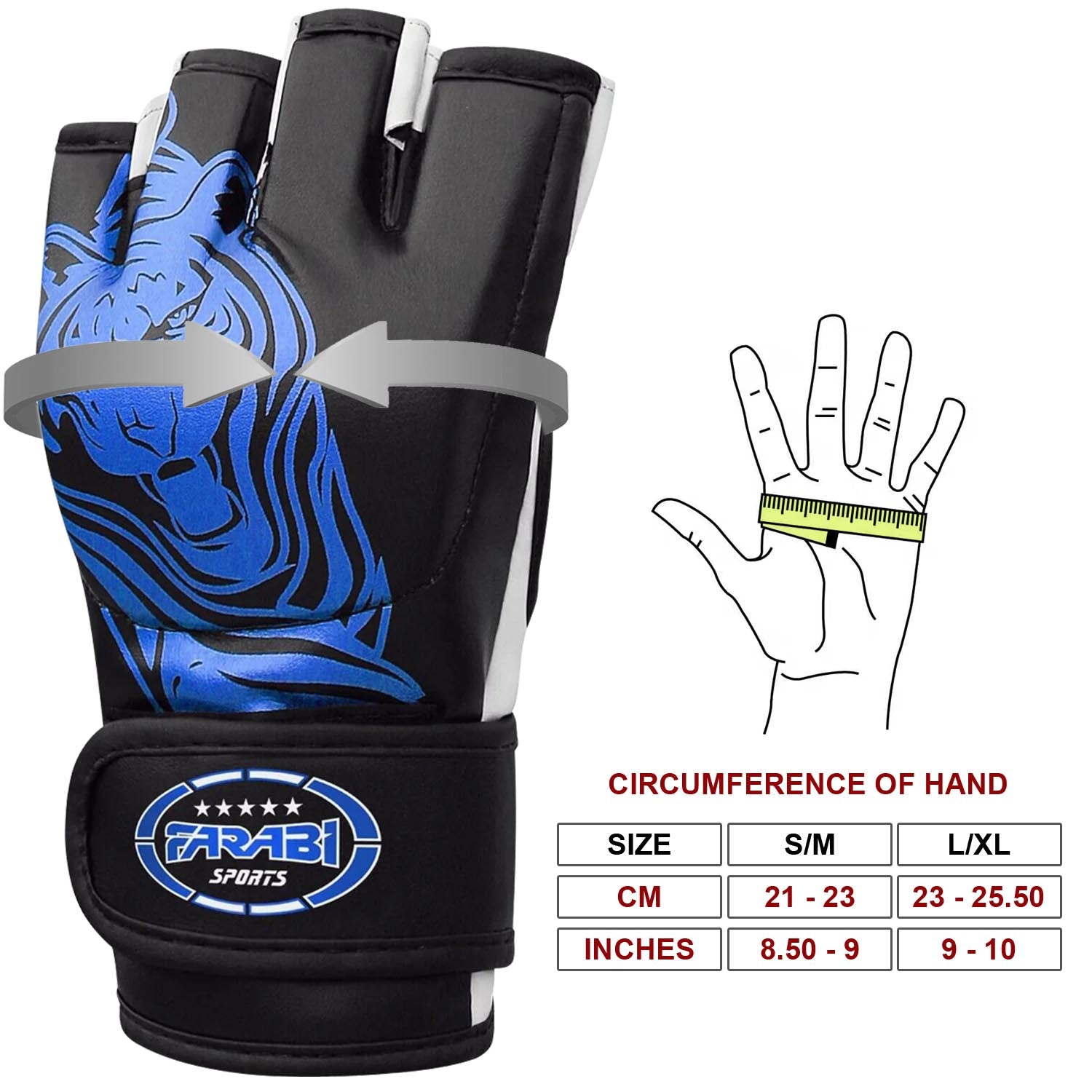 Farabi Sports Synthetic Leather MMA Sparring Gloves — Open Palm Training Gloves for Men and Women Farabi Sports