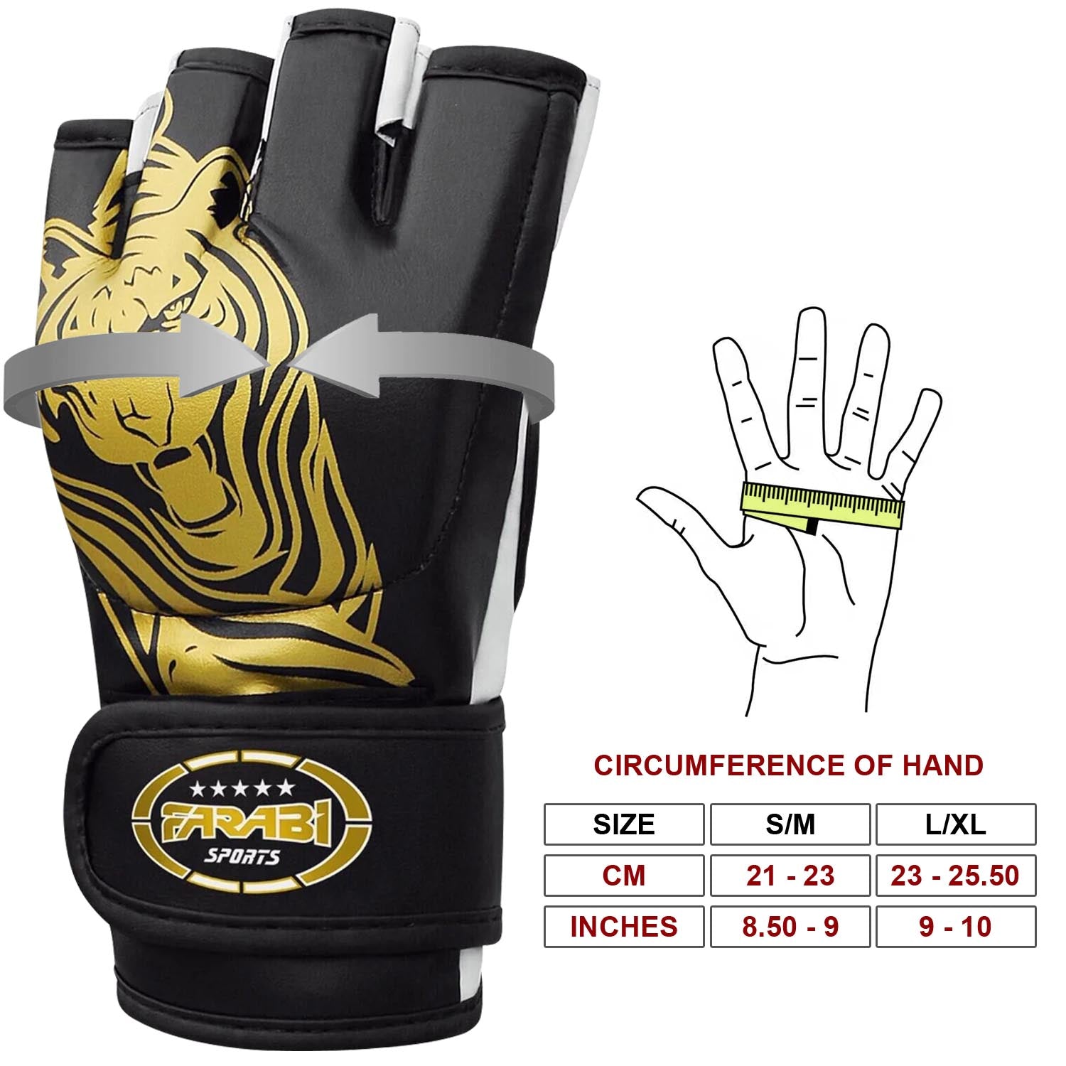 Farabi Sports Synthetic Leather MMA Sparring Gloves — Open Palm Training Gloves for Men and Women Farabi Sports