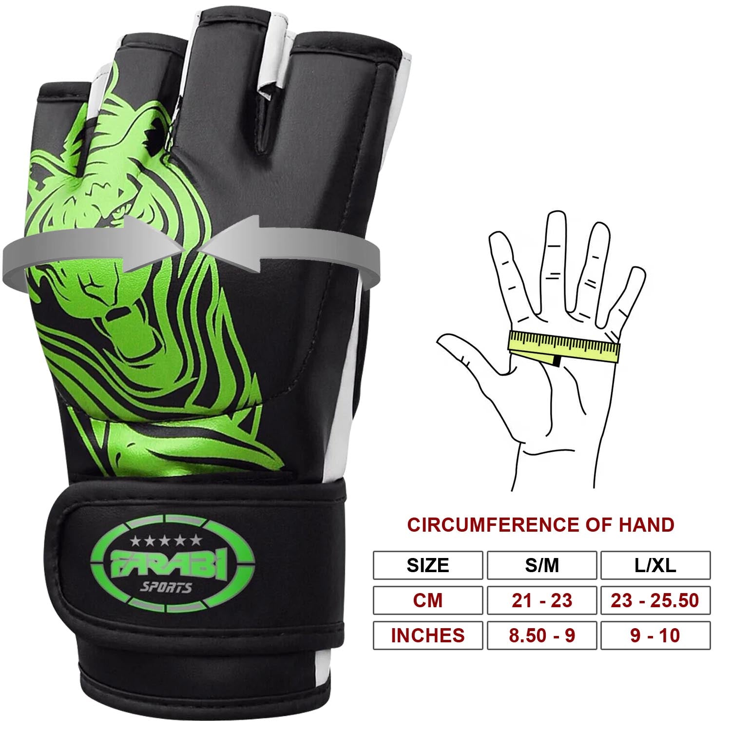 Farabi Sports Synthetic Leather MMA Sparring Gloves — Open Palm Training Gloves for Men and Women Farabi Sports