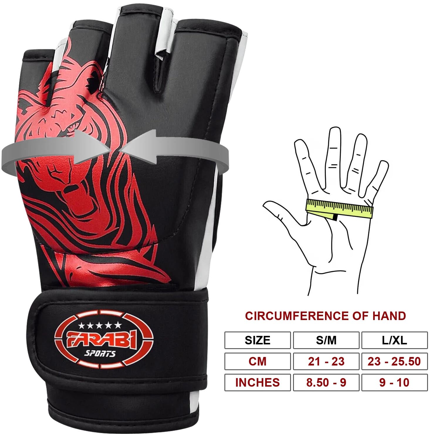 Farabi Sports Synthetic Leather MMA Sparring Gloves — Open Palm Training Gloves for Men and Women Farabi Sports