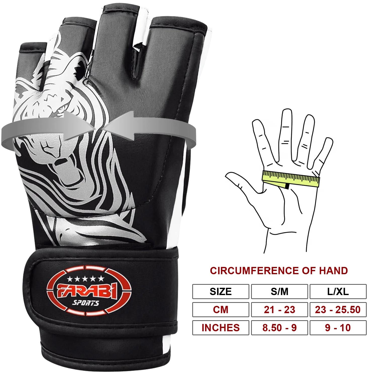 Farabi Sports Synthetic Leather MMA Sparring Gloves — Open Palm Training Gloves for Men and Women Farabi Sports