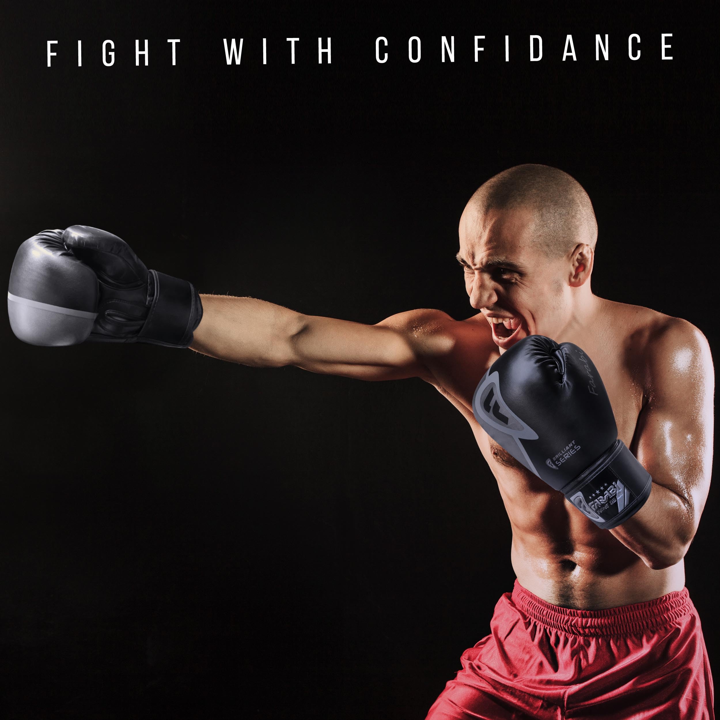 Farabi Sports best boxing gloves in black and gray, designed for confident training and performance.