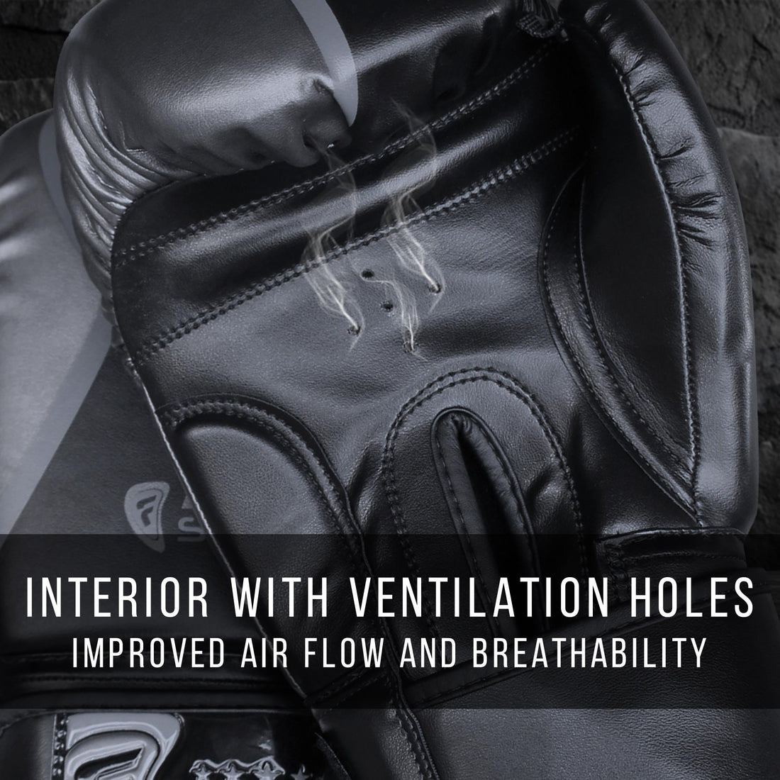 Farabi Sports punching bag boxing gloves featuring an interior design with ventilation holes for improved airflow and breathability.
