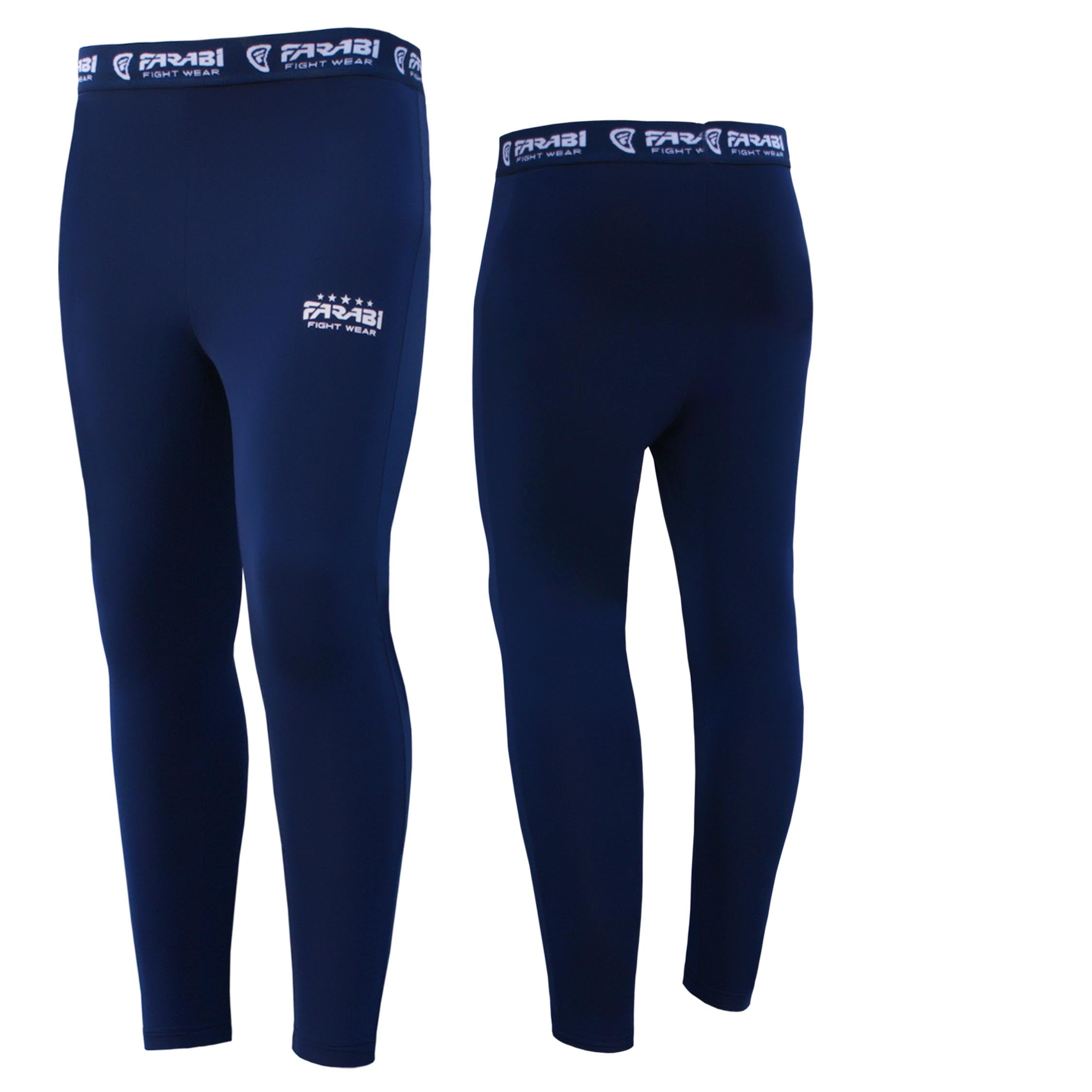 Farabi Sports compression leggings in a sleek blue design, featuring the brand logo for comfort and style.