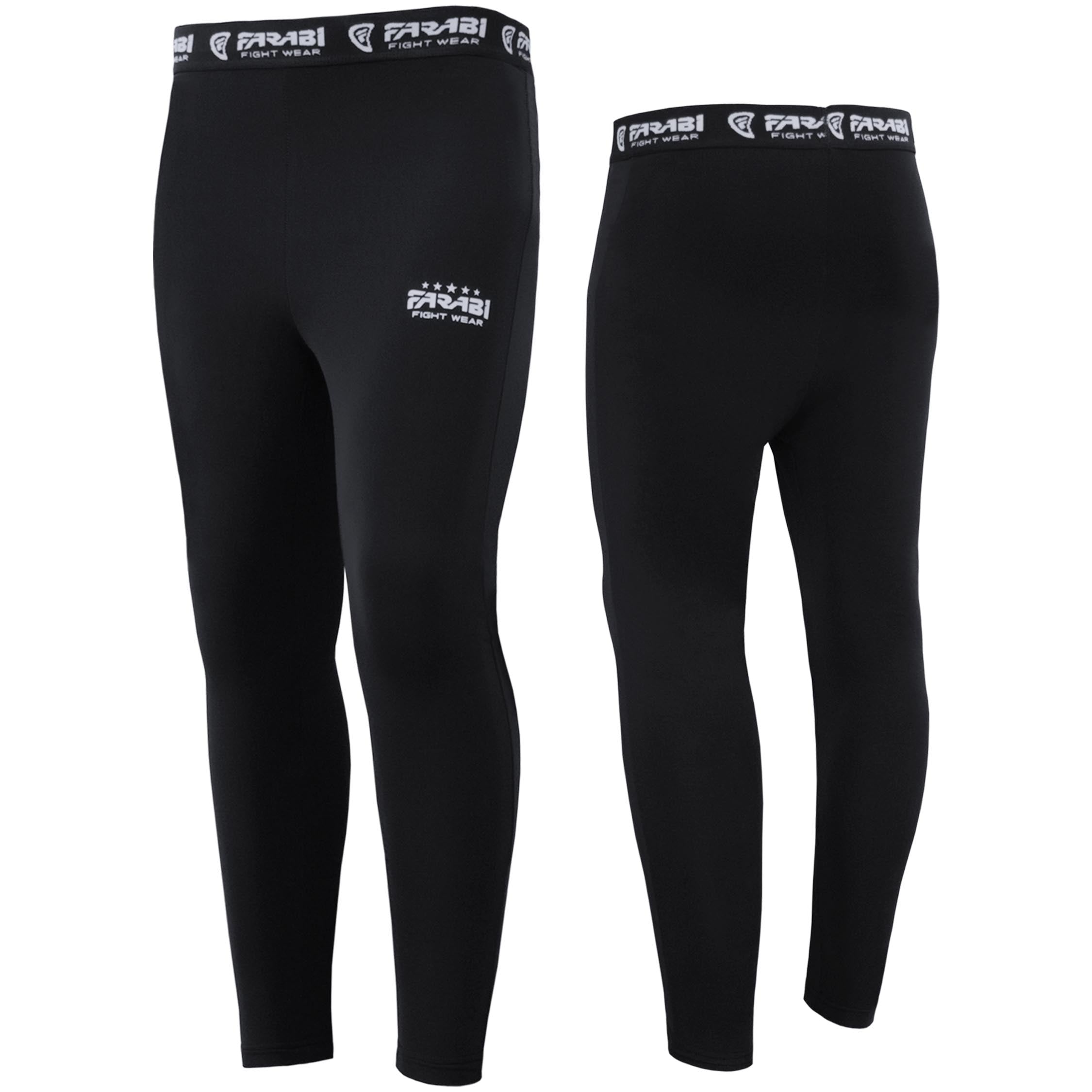 "Farabi Sports compression leggings in a sleek black design, featuring the brand logo for comfort and style."


