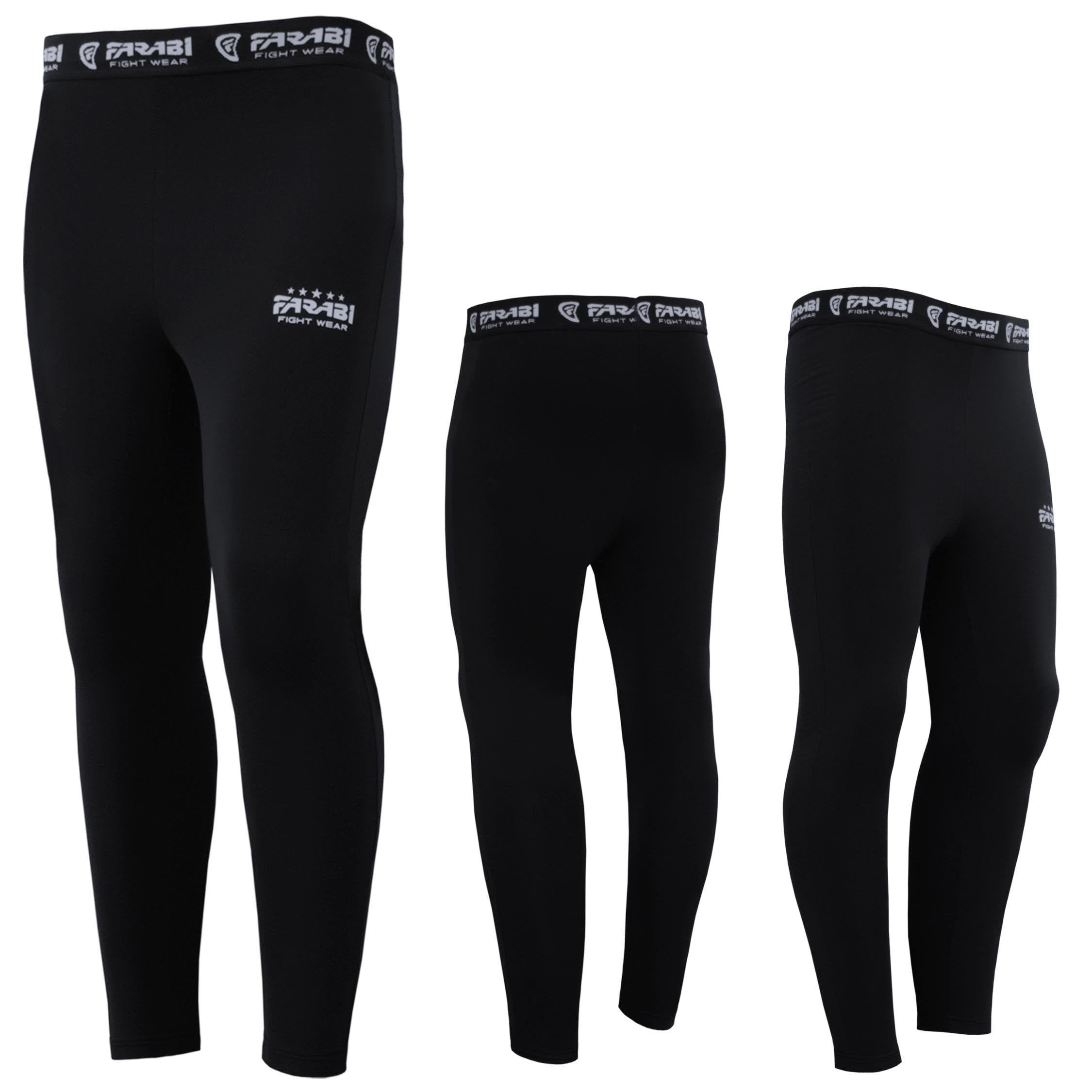 Farabi Sports compression leggings in a sleek black design, featuring the brand logo for comfort and style.