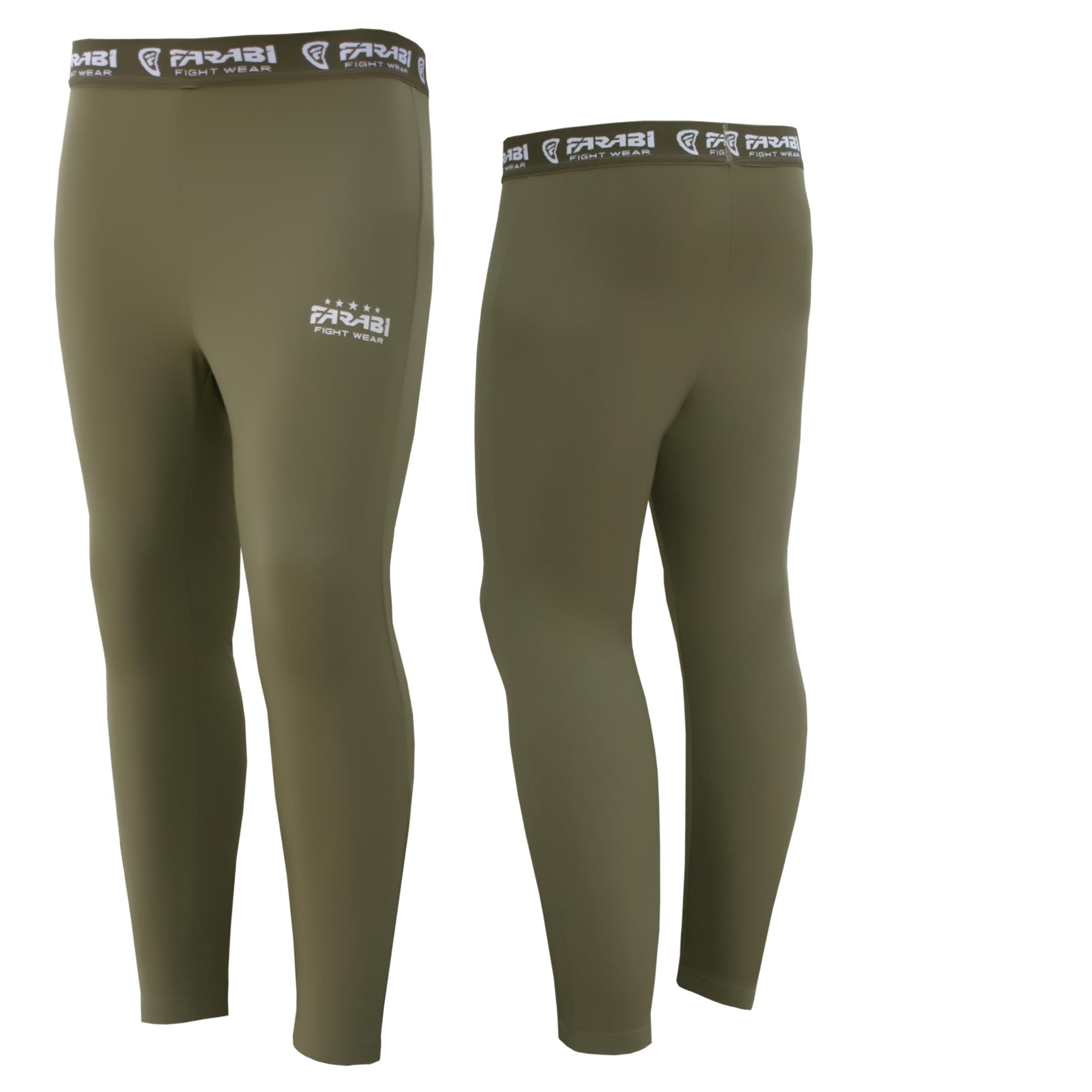 Farabi Sports compression leggings in a sleek green design, featuring the brand logo for comfort and style.