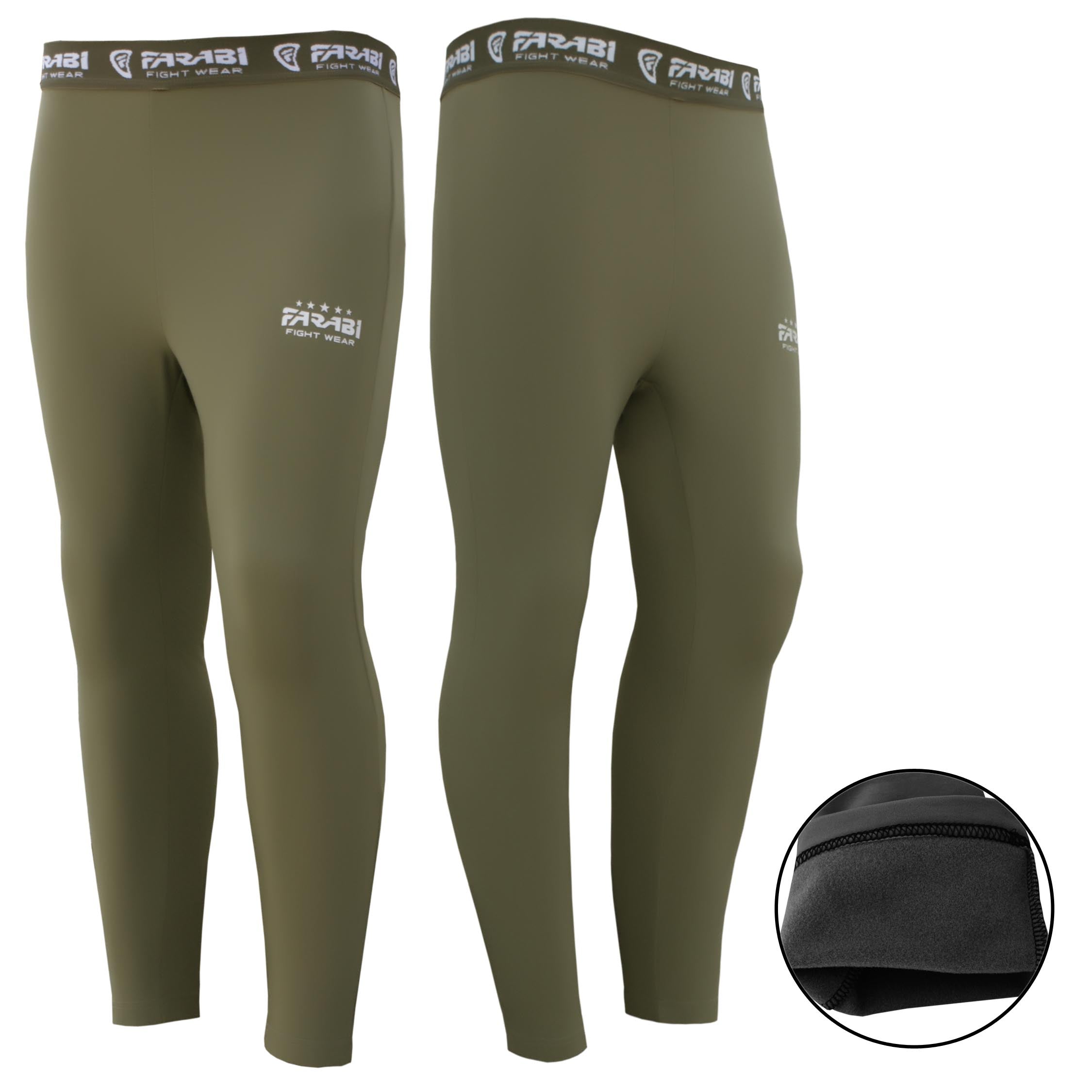 Farabi Sports compression leggings in a sleek green design, featuring the brand logo for comfort and style.