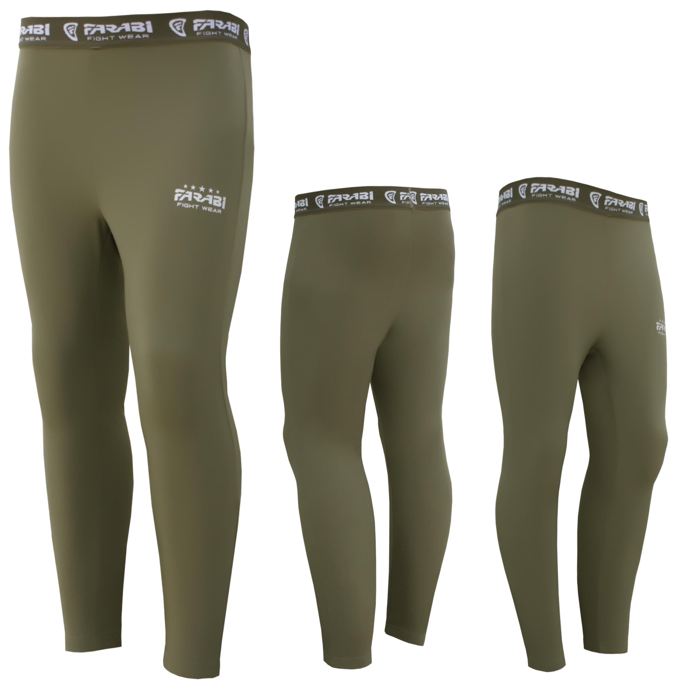 Farabi Sports compression leggings in a sleek green design, featuring the brand logo for comfort and style.