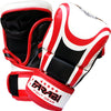 Farabi Sports fighting sparring gloves with a striking red, white, and black design, featuring durable construction for training and competition.