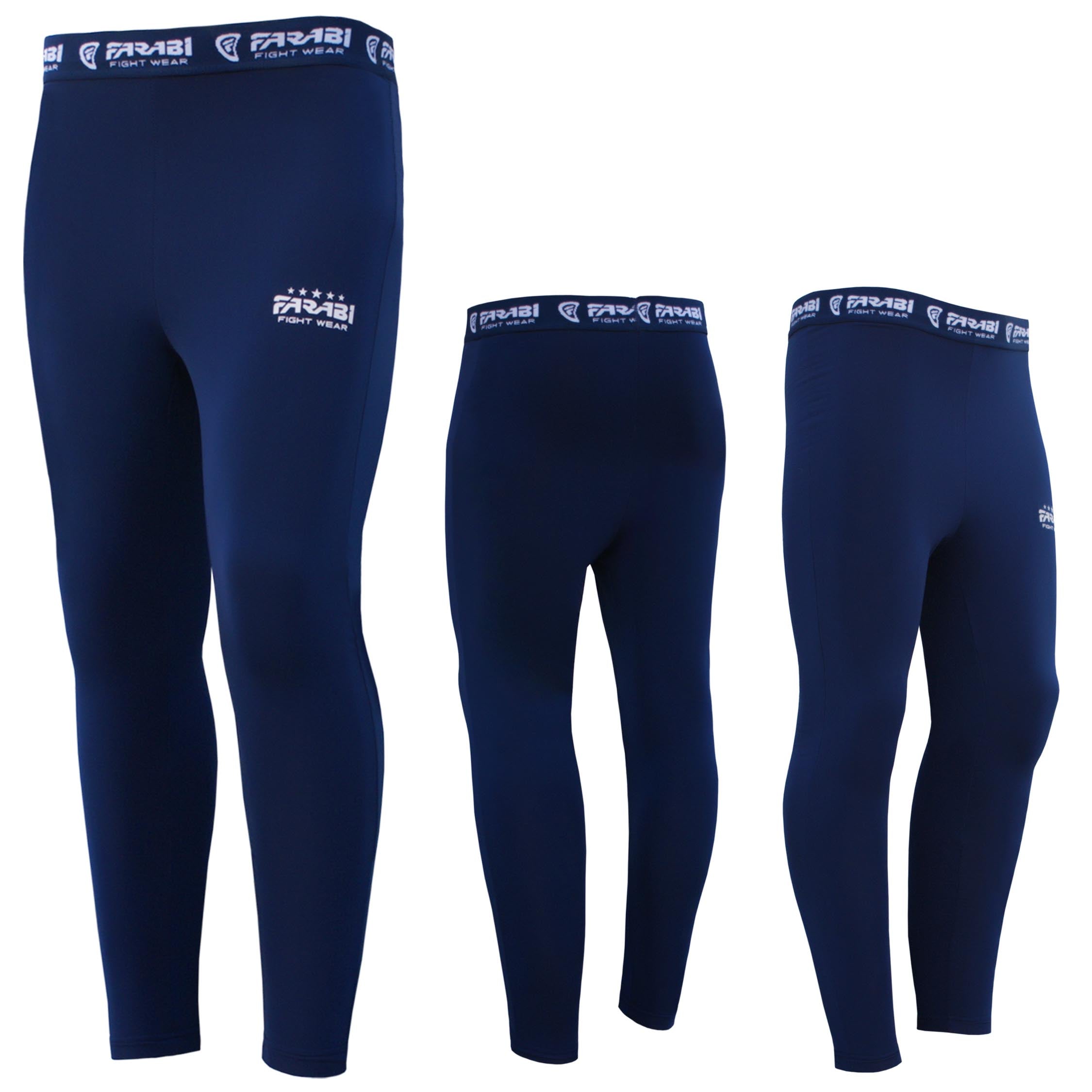 Farabi Sports compression leggings in a sleek blue design, featuring the brand logo for comfort and style.