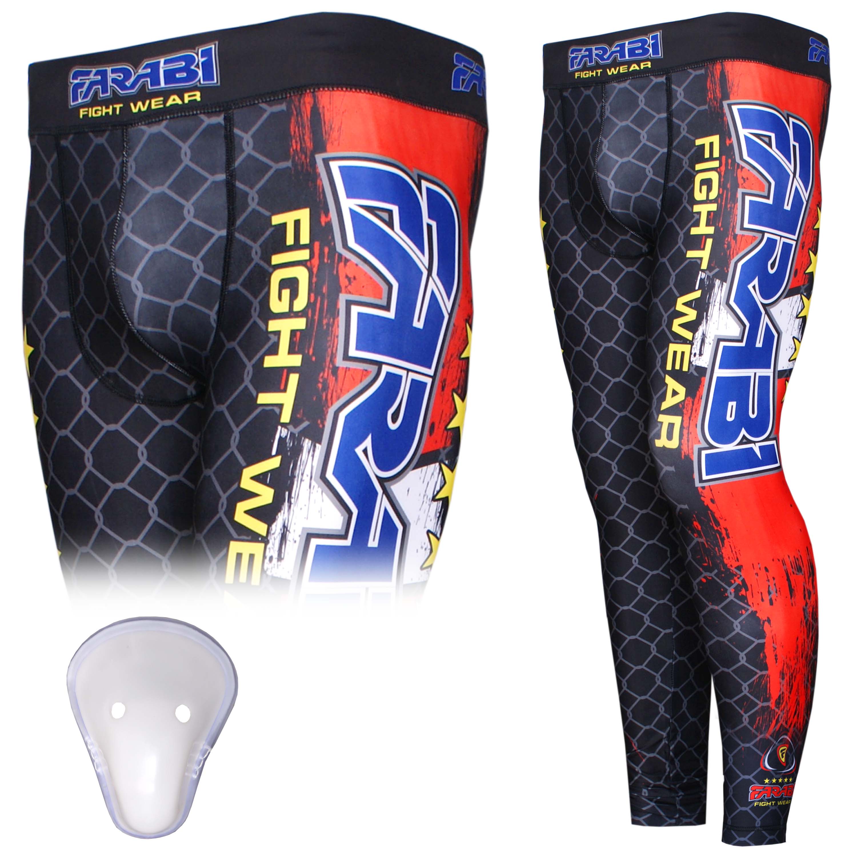 Farabi Sports Men’s Compression Tights with Protective Cup — Sports Leggings for MMA, Training & Fitness Farabi Sports