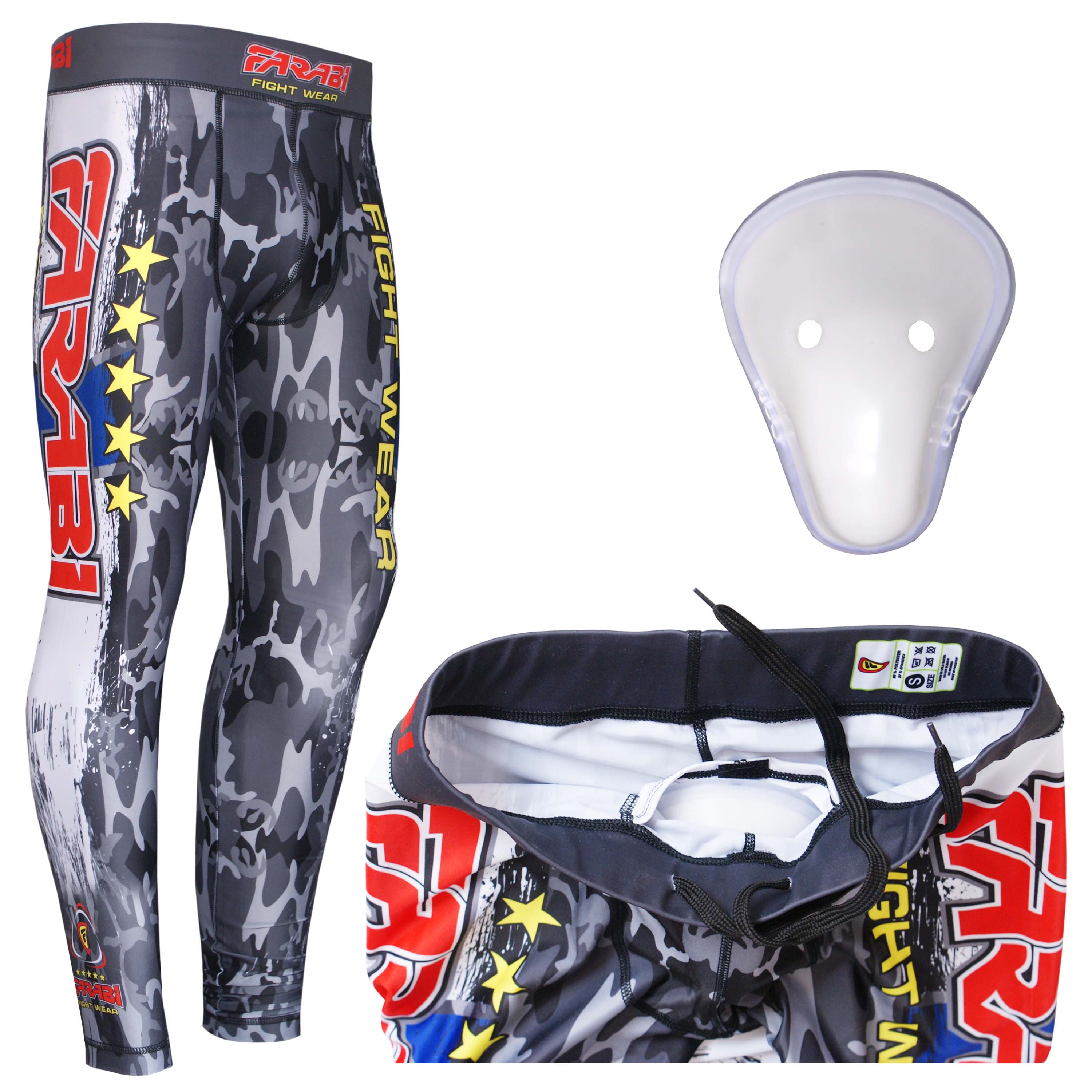 Farabi Sports Men’s Compression Tights with Protective Cup — Sports Leggings for MMA, Training & Fitness Farabi Sports