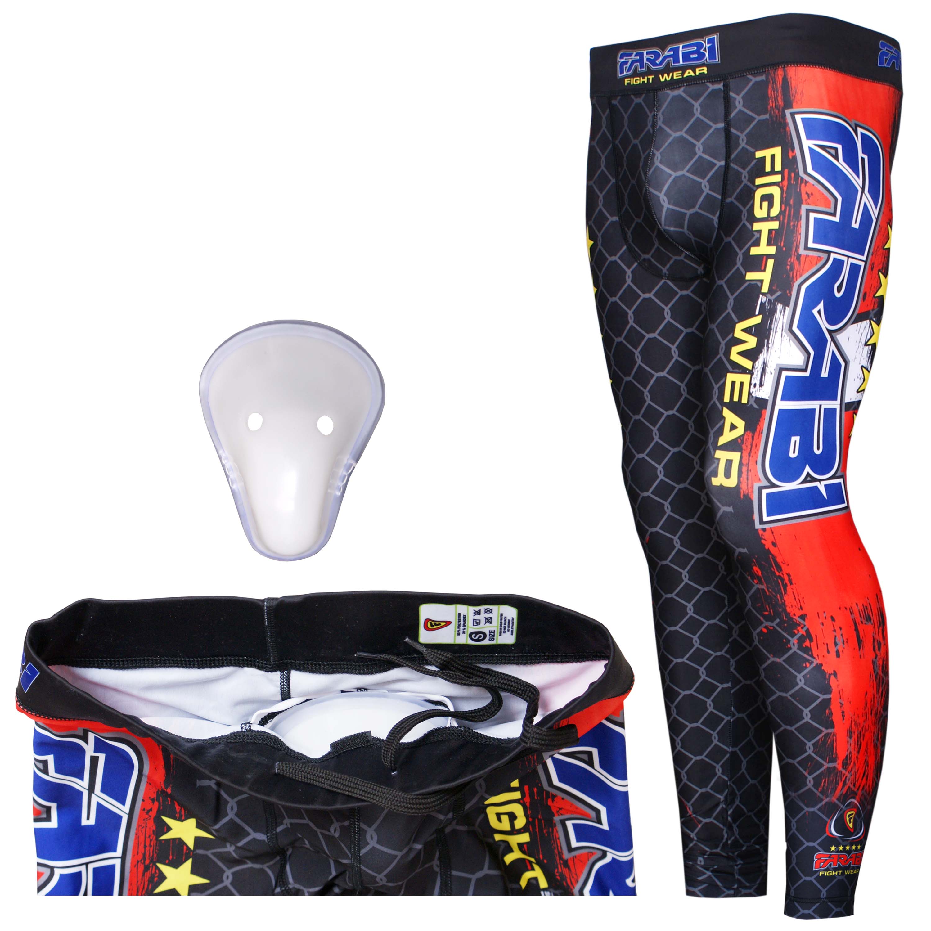 Farabi Sports Men’s Compression Tights with Protective Cup — Sports Leggings for MMA, Training & Fitness Farabi Sports