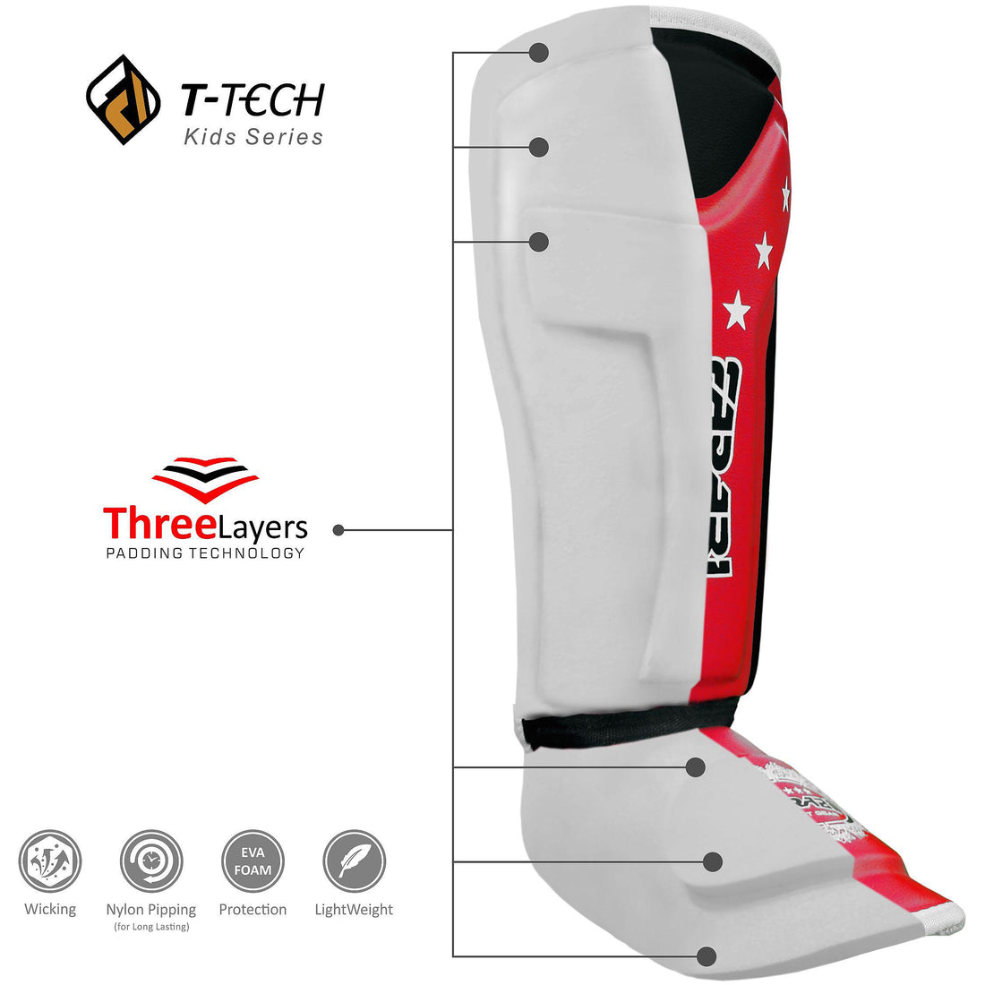 Farabi T tech Kids junior shin pads instep training mma kick boxing protector Farabi Sports