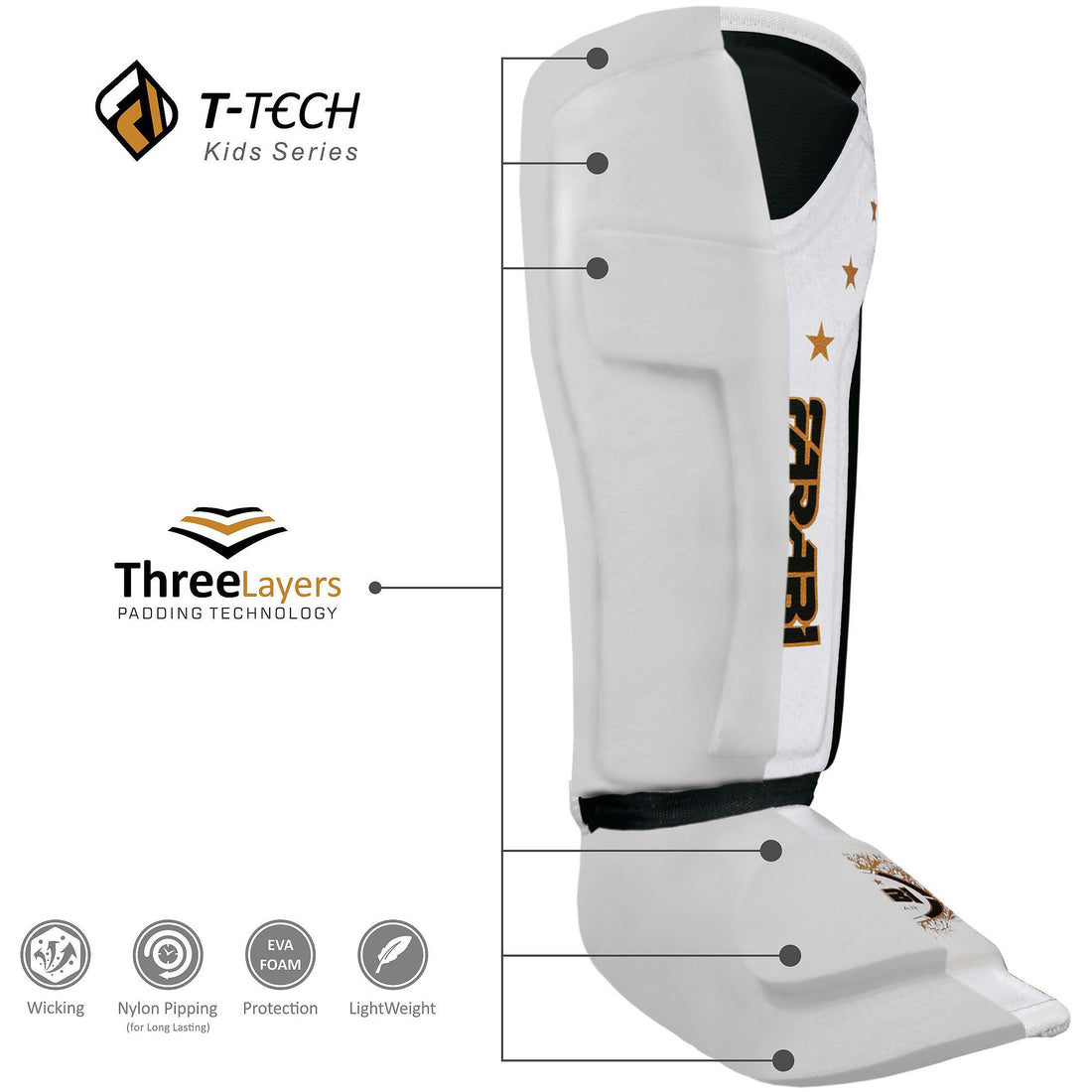 Farabi T tech Kids junior shin pads instep training mma kick boxing protector Farabi Sports