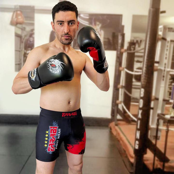 Farabi MMA Shorts Vale Tudo for Fighting Training Grappling Ring Fitness Workout - BLACK Farabi Sports