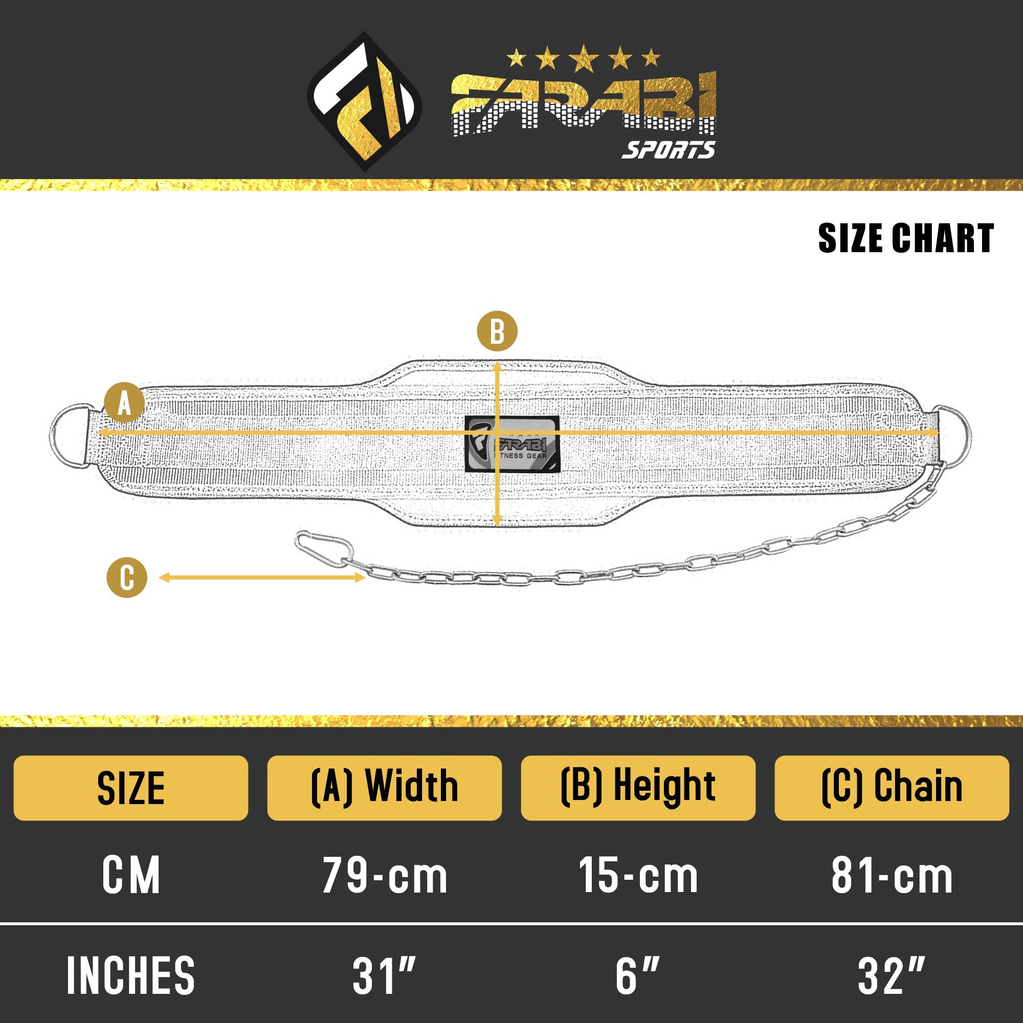 Dip Belt Chain Weight Lifting Training Belt Weight Dipping Gym Fitness Neoprene Farabi Sports