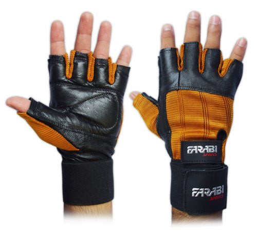 Farabi Leather Gym Gloves Fitness Training Bodybuilding Workout Weightlifting Farabi Sports