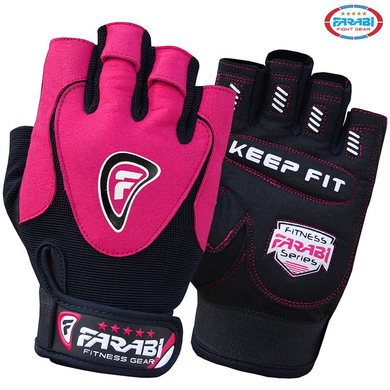 Farabi Weight Lifting Gloves Gym Training workout Body Building Leather Red Farabi Sports