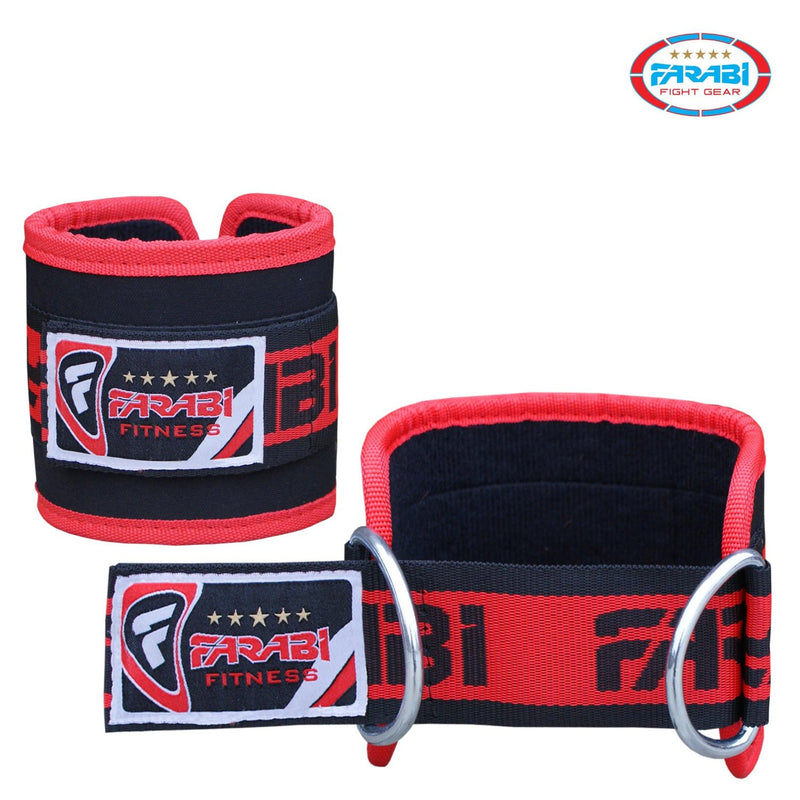 Cable Machine Ankle Strap with "D" Ring Hook-and-Loop Closure Fitness Thigh Pull Farabi Sports