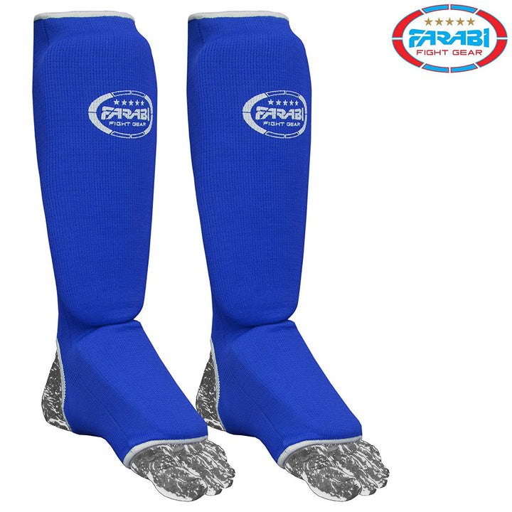 Shin Instep Foot Leg Protector Kick Boxing Contact MMA Pads Farabi Sports
