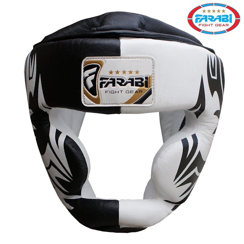 Farabi Real Leather Boxing Head Guard Kick Boxing Head Protection Helmet Farabi Sports