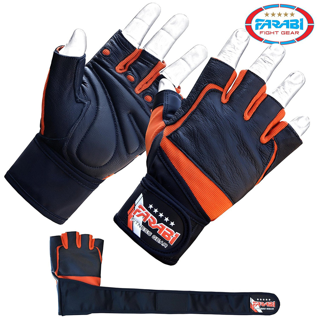 Farabi Real Leather Training Gym Fitness Bar Body Building Fitness Gloves Farabi Sports