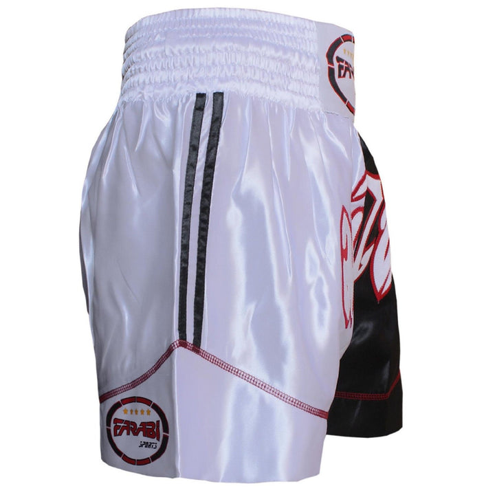 Farabi Muay Thai Shorts Kick Boxing MMA Training Trunks White Black Farabi Sports