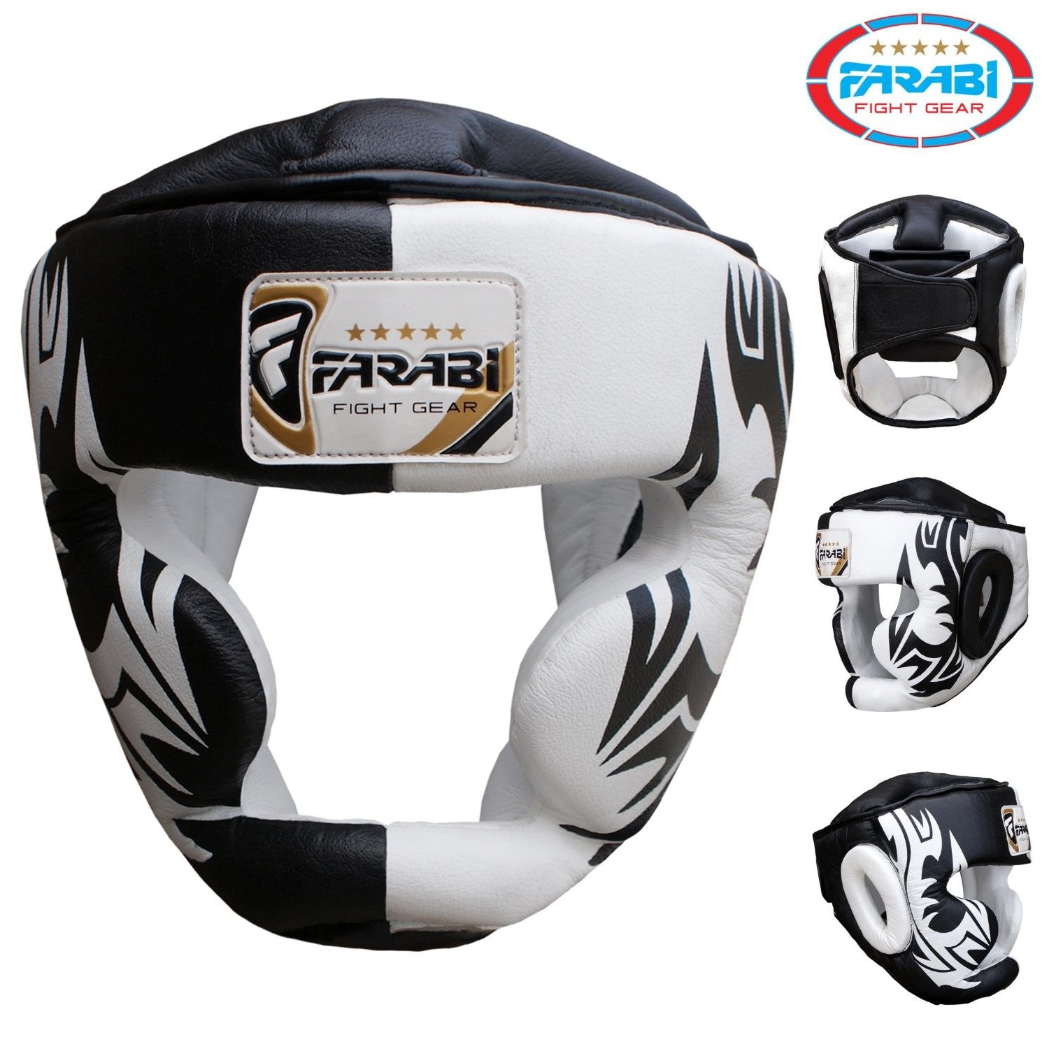 Farabi Real Leather Boxing Head Guard Kick Boxing Head Protection Helmet Farabi Sports