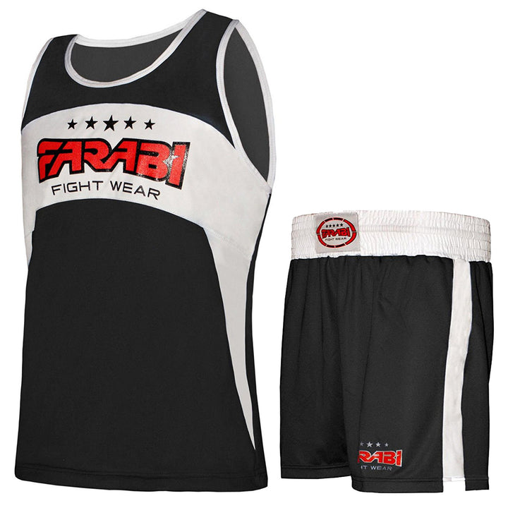 Farabi Boxing Vest and Shorts Uniform MMA Training Loose short Red Black Blue Farabi Sports